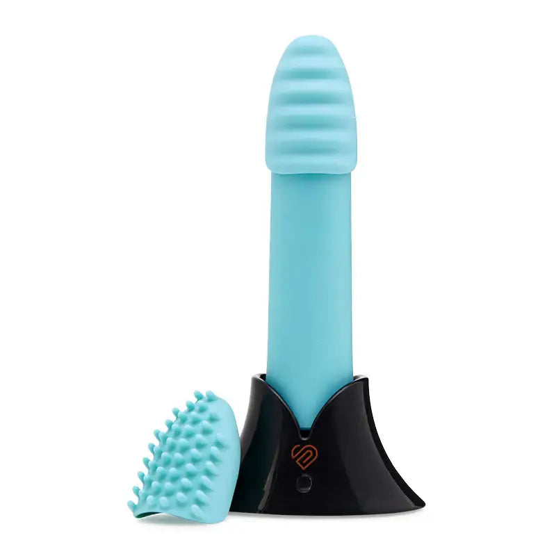 Nu Sensuelle Point Plus Bullet with Textured Sleeves Rechargeable Bullet - Tiffany Blue - Stimulators