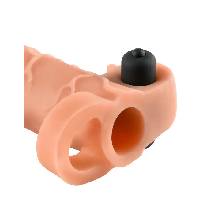 Pipedream Fantasy X-tensions Vibrating Real Feel 1 in. Extension With Ball Strap Beige - Vanilla - Penis Extenders