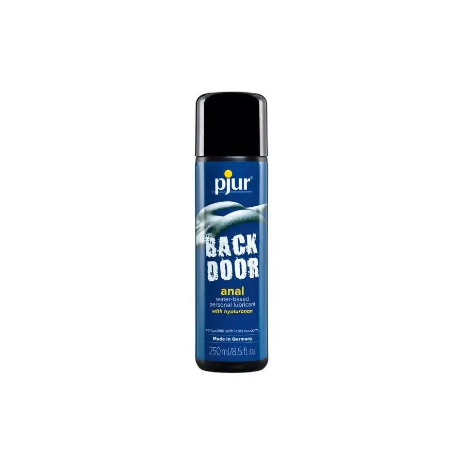 Pjur BACK DOOR Water-based Anal Lubricant displayed with PJ Car Care Spray