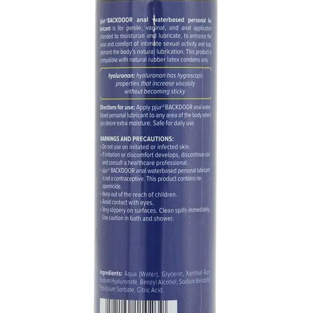 pjur BACK DOOR Water-based Anal Lubricant - a bottle of blue liquid for gentle use