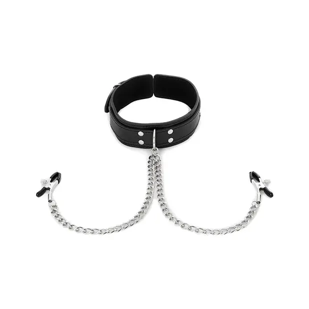 Premium Collar W/ Nipple Clamp - Leash and Collar Set