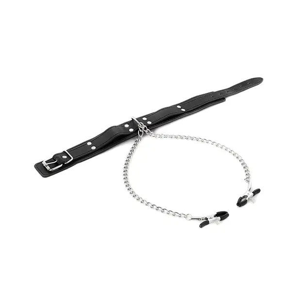 Premium Collar W/ Nipple Clamp - Leash and Collar Set