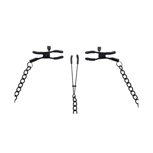 Saffron Chain Nipple to Clit Set - Black - Bondage Blindfolds & Restraints