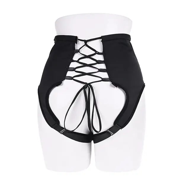 Saffron High Waisted Strap-On Corset - Black - Strap Ons