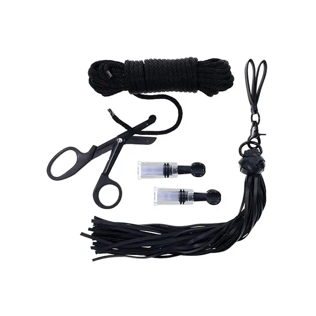 Saffron Tied & Twisted Bondage Set - Black - Bondage Blindfolds & Restraints