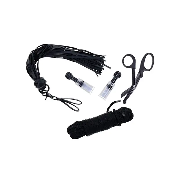 Saffron Tied & Twisted Bondage Set - Black - Bondage Blindfolds & Restraints