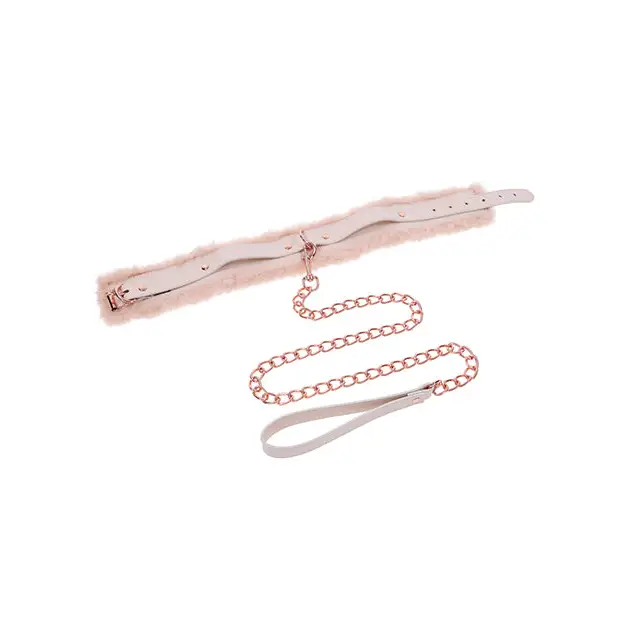 Sex & Mischief Peaches ’n CreaMe Fur Collar & Leash - Bondage Blindfolds & Restraints