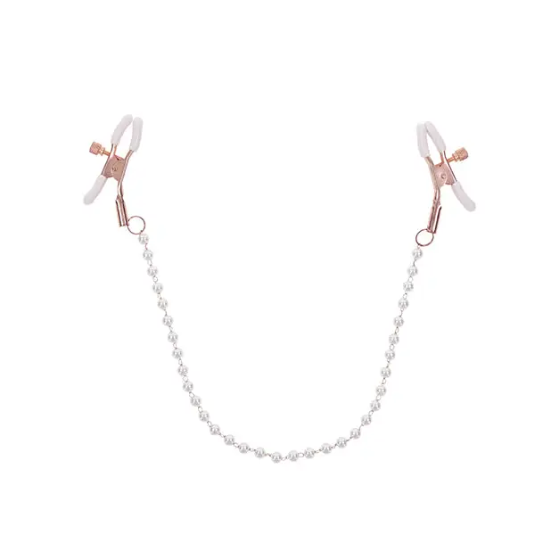 Sex & Mischief Peaches ’n CreaMe Pearl Nipple Clamps - Bondage Blindfolds & Restraints