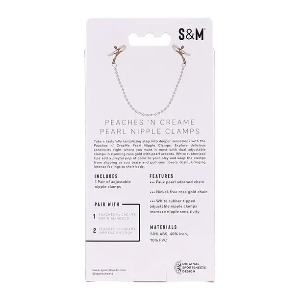 Sex & Mischief Peaches ’n CreaMe Pearl Nipple Clamps - Bondage Blindfolds & Restraints