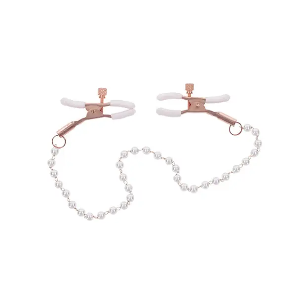 Sex & Mischief Peaches ’n CreaMe Pearl Nipple Clamps - Bondage Blindfolds & Restraints