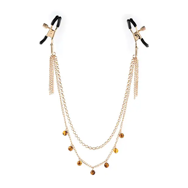 Sincerely Sportsheets Amber Adjustable Chained Nipple Clamps Tortoiseshell - Nipple Clamp