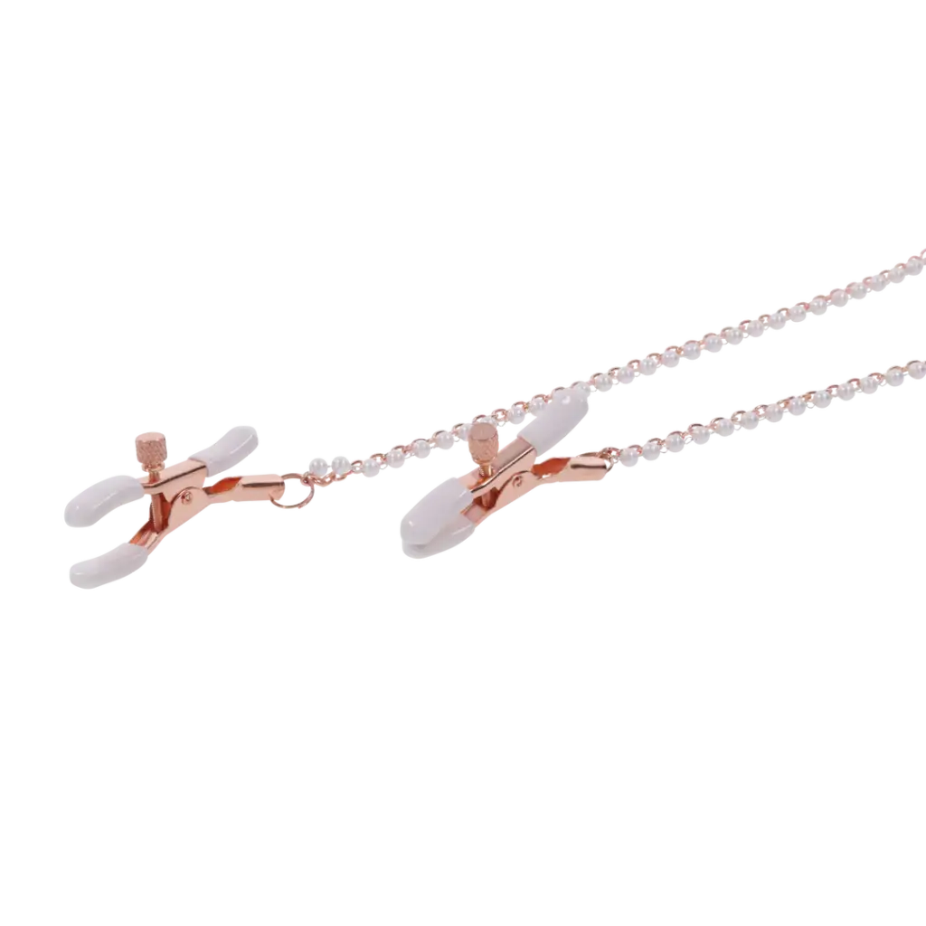 Sportsheets Peaches ‘n CreaMe Collar with Nipple Clamps - Bondage Blindfolds & Restraints