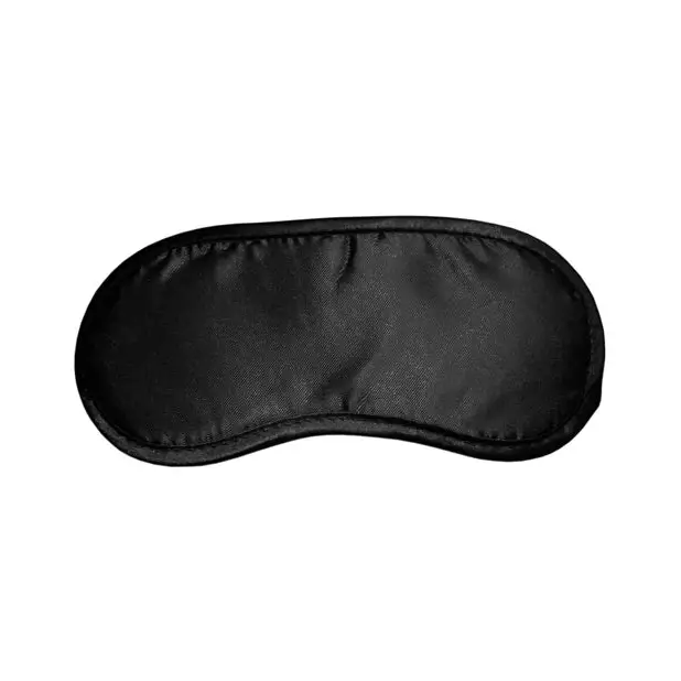 Satin Blindfold - Black sleep mask with curved edges and elastic strap by Sportsheets Sex & Mischief