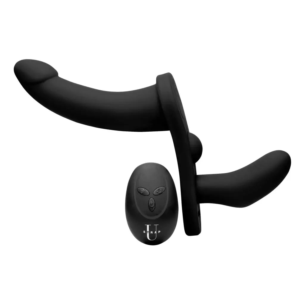 Strap U Double Take: Double Penetration Vibrating Silicone Harness for Enhanced Pleasure