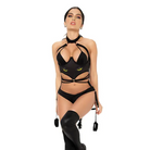 1 Pc Cat Girl Bodysuit W/attached Wrist Straps Black - Costumes