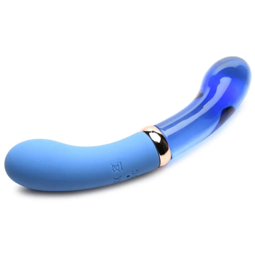 Prisms Vibrator 10x Bleu Dual Ended G-spot Silicone And Glass Vibrator at the Haus of Shag