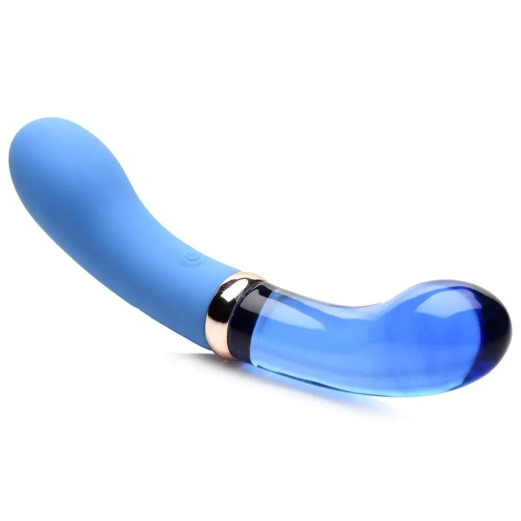 Prisms Vibrator 10x Bleu Dual Ended G-spot Silicone And Glass Vibrator at the Haus of Shag