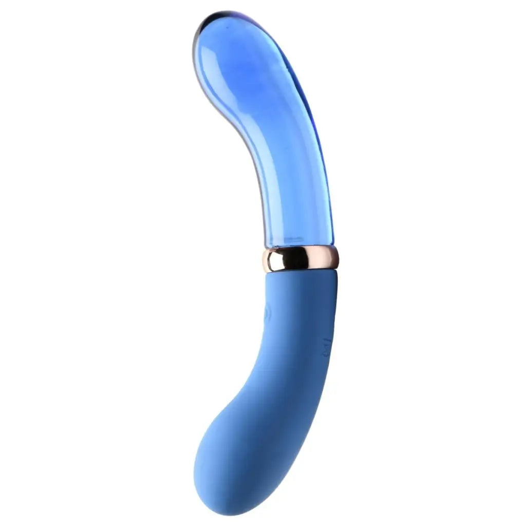 Prisms Vibrator 10x Bleu Dual Ended G-spot Silicone And Glass Vibrator at the Haus of Shag