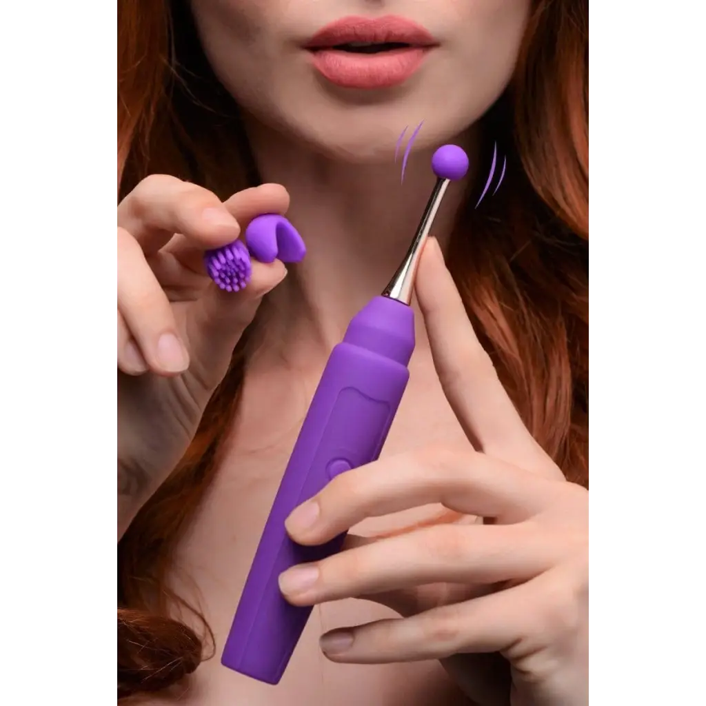 inmi Vibrator Purple 10x En Pointe Silicone Pinpoint Teaser With Attachments at the Haus of Shag