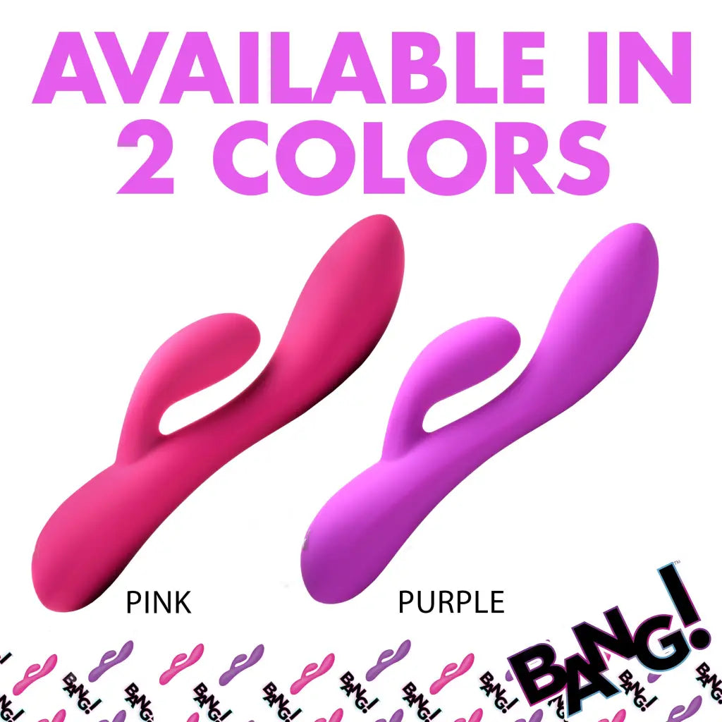 Pink and purple rabbit vibrator with flexible rabbit arm, ideal for use with water based lubricants