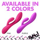 Pink and purple rabbit vibrator with flexible rabbit arm, ideal for use with water based lubricants