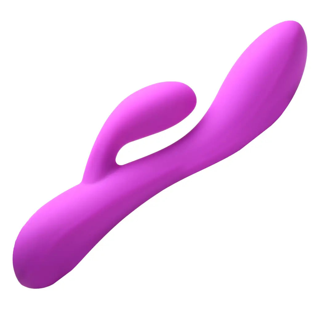 Purple silicone rabbit vibrator with flexible rabbit arm for use with water based lubricants