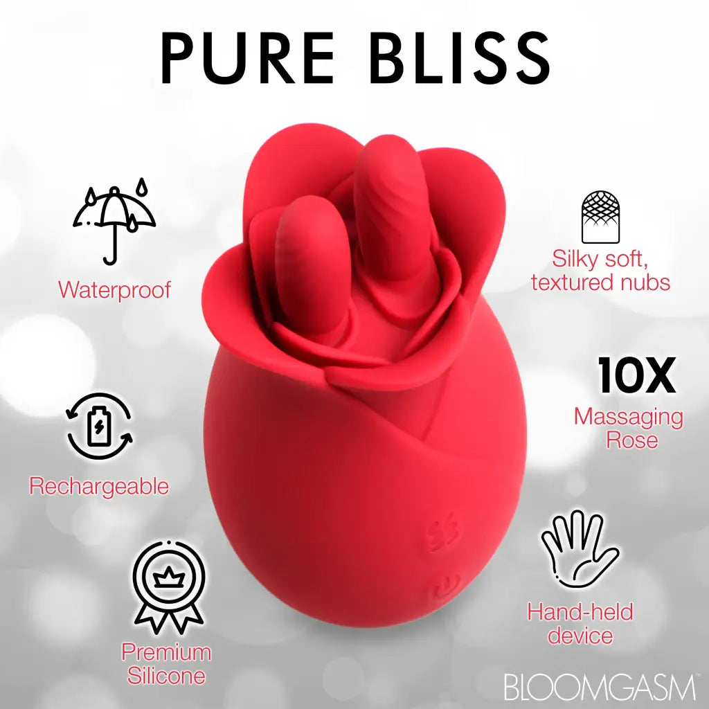 10x Fondle Massaging Rose Silicone Clit Stimulator - Red - Stimulators