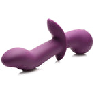 Purple 10x G-spot silicone vibrator with flanged base and ergonomic curved shape