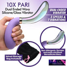 Prisms Vibrator 10x Pari Dual Ended Wavy Silicone And Glass Vibrator at the Haus of Shag