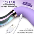 Prisms Vibrator 10x Pari Dual Ended Wavy Silicone And Glass Vibrator at the Haus of Shag