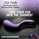 Prisms Vibrator 10x Pari Dual Ended Wavy Silicone And Glass Vibrator at the Haus of Shag