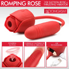 10x Romping Rose Suction And Thrusting Vibrator - Red - Double Ended Vibrator