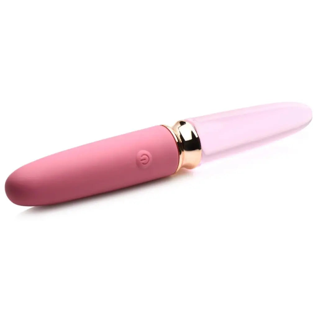 Prisms Vibrator 10x Rose Dual Ended Smooth Silicone And Glass Vibrator at the Haus of Shag