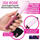 Prisms Vibrator 10x Rose Dual Ended Smooth Silicone And Glass Vibrator at the Haus of Shag