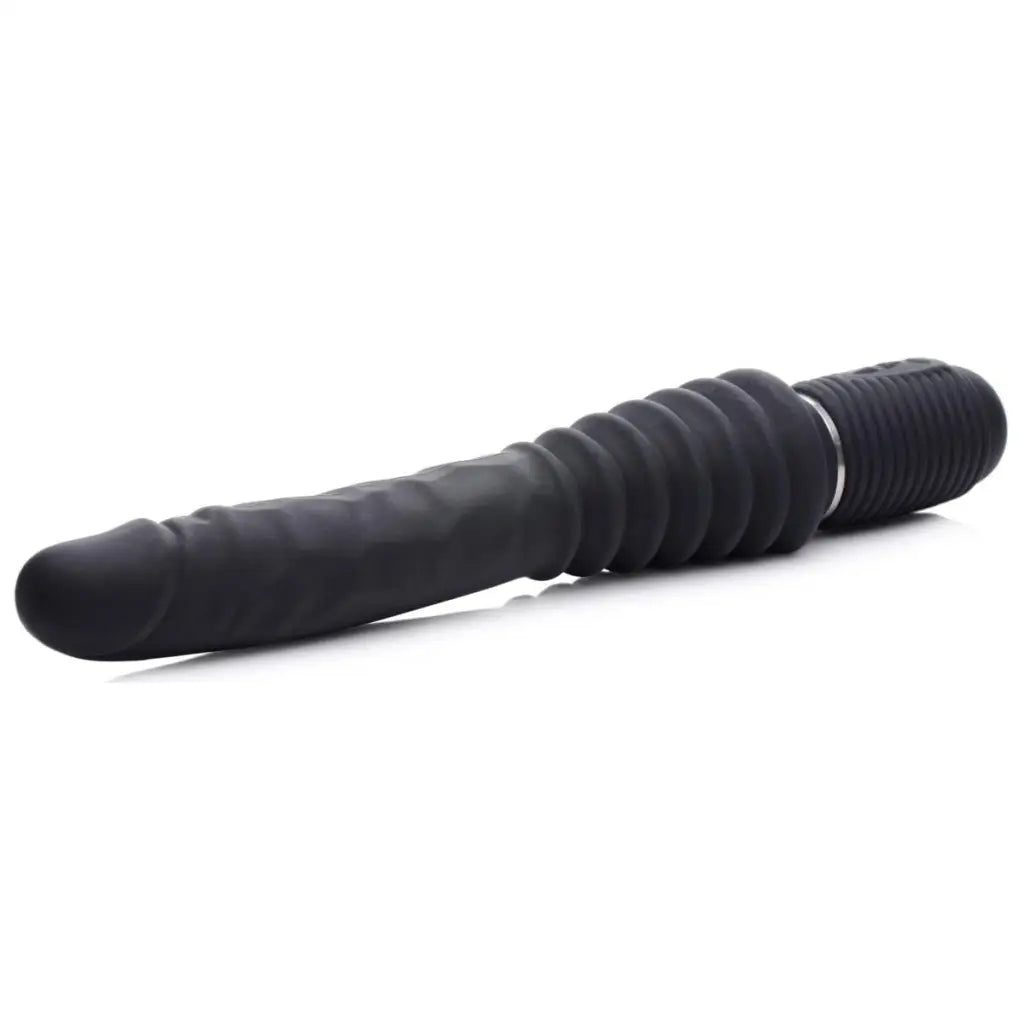 Master Series Vibrator Black 10x Silicone Vibrating And Thrusting Dildo at the Haus of Shag