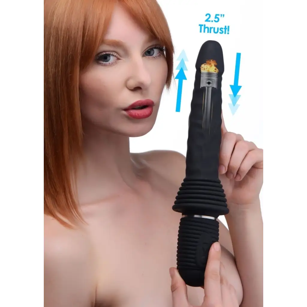 Master Series Vibrator Black 10x Silicone Vibrating And Thrusting Dildo at the Haus of Shag