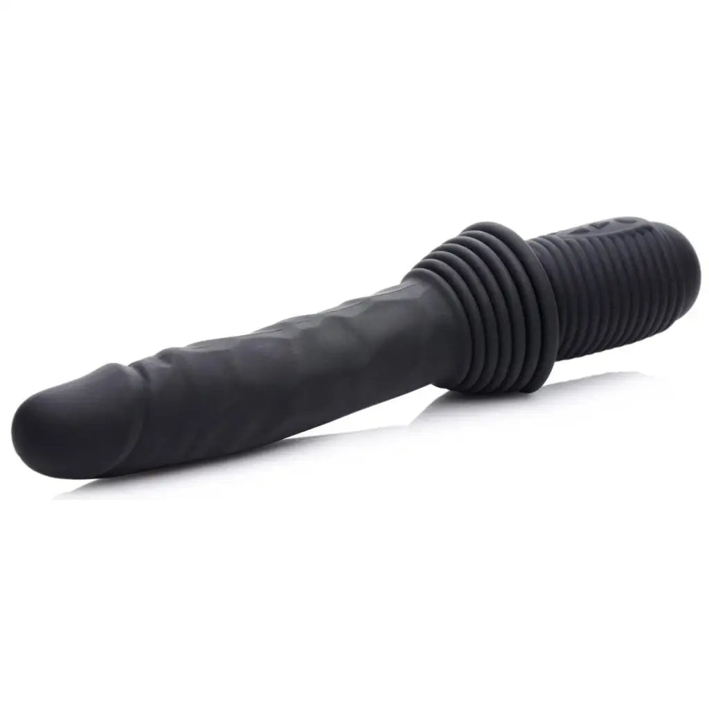 Master Series Vibrator Black 10x Silicone Vibrating And Thrusting Dildo at the Haus of Shag