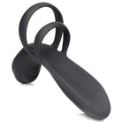 Sleek black silicone vibrating girth enhancer with remote control and multiple rings