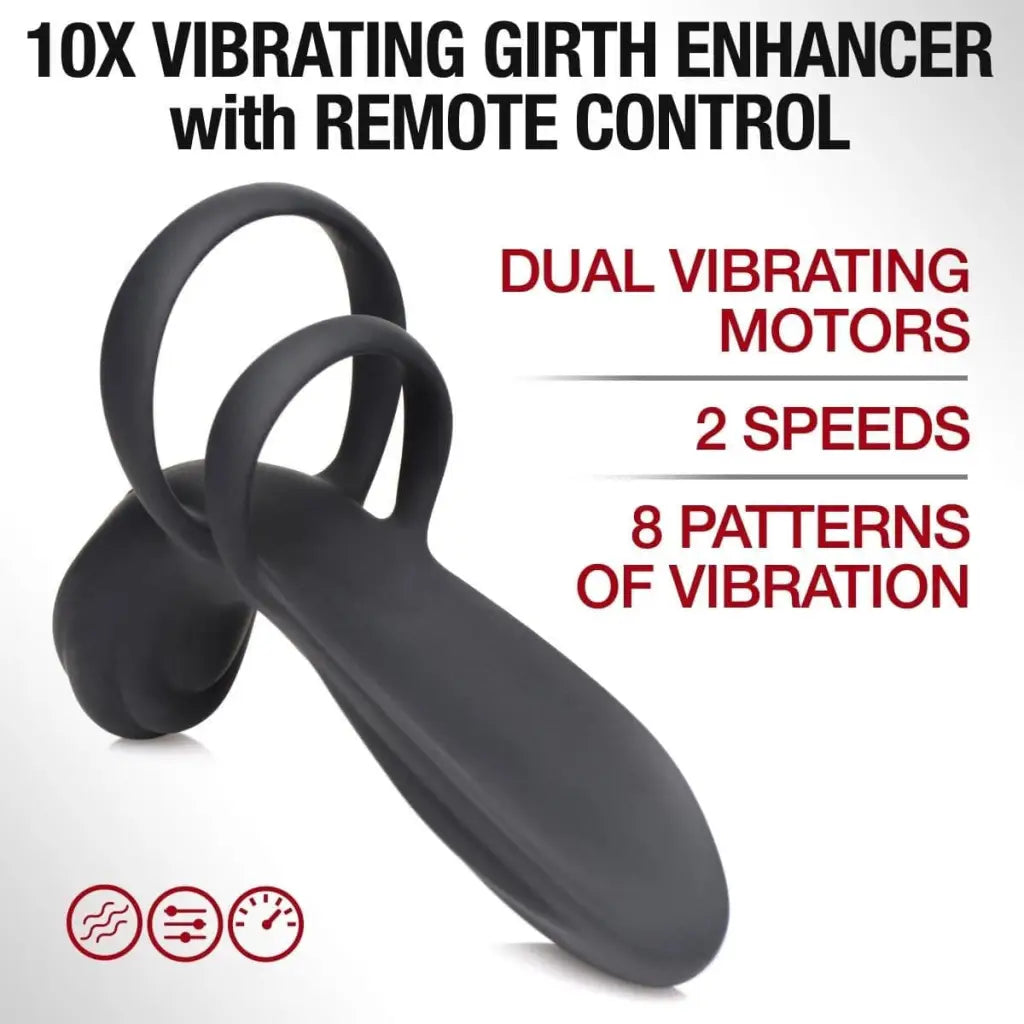 10x Silicone Vibrating Girth Enhancer with Remote Control and Dual Rings for Enhanced Pleasure