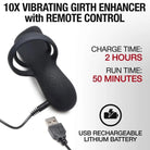 10x silicone vibrating girth enhancer with remote control and USB charging