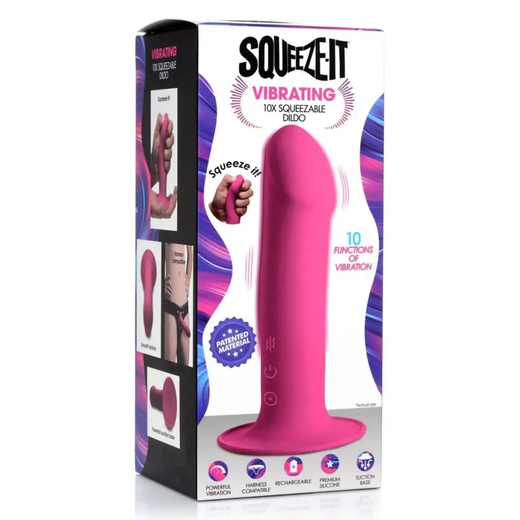 Squeeze-It Vibrator 10x Squeezable Vibrating Dildo at the Haus of Shag