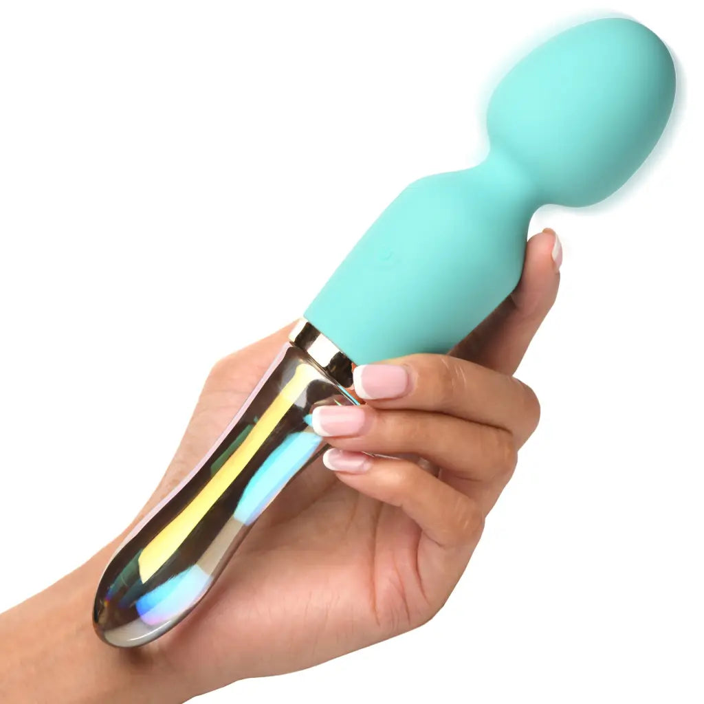 10x Turquoise Dual Ended Silicone And Glass Wand - Wand