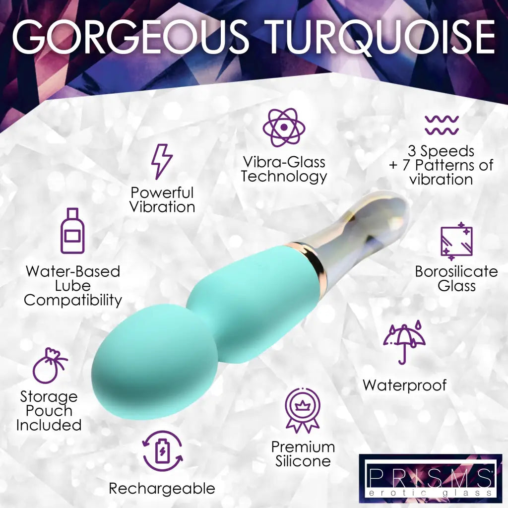 10x Turquoise Dual Ended Silicone And Glass Wand - Wand