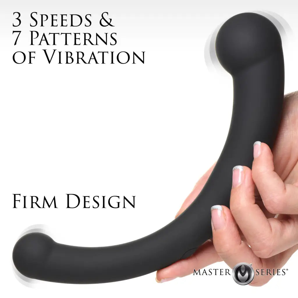 10x Vibra-crescent Vibrating Silicone Double Ended Vibrator - Black - Double Ended Vibrator