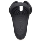 Black silicone cock ring in a vibrating bicycle seat cover shape with ventilation holes