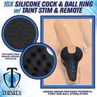 10x Vibrating Silicone Cock Ring for Male Stimulation with Remote Control and Textured Surfaces