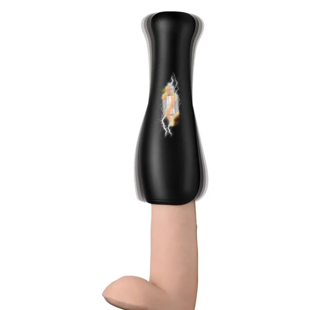 Trinity Vibes Powered Stroker Black 10x Vibrating Silicone Stroker at the Haus of Shag