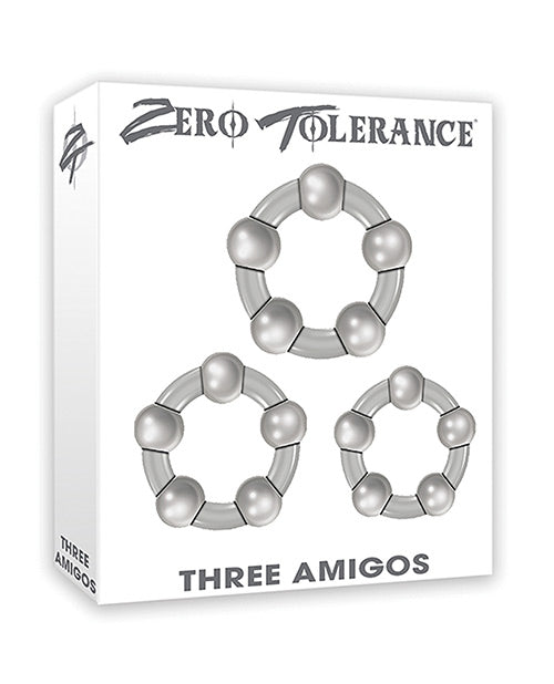 Zero Tolerance Three Amigos 3-Piece Cockring Set Clear