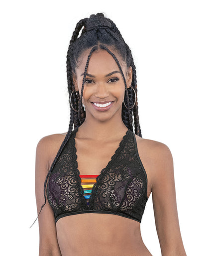 Pride Lace Rainbow Strappy Top Black O/s
