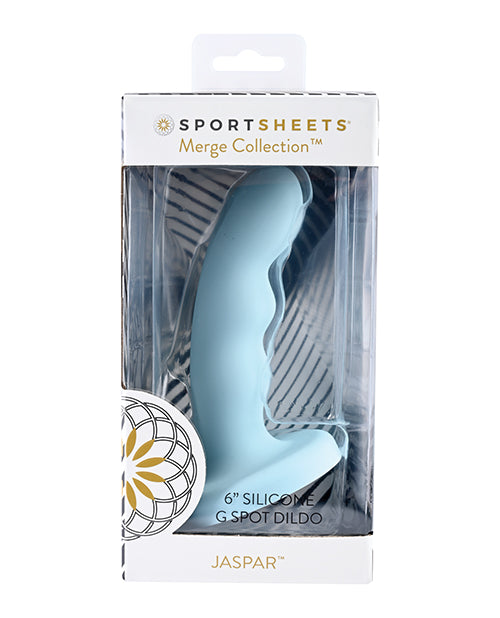 Sportsheets Merge Collection Jaspar 6 in. Silicone G-Spot Dildo with Suction Cup Aqua